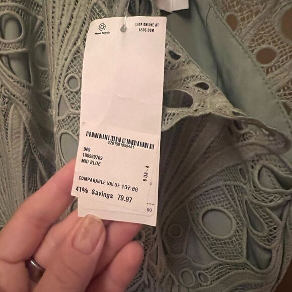 NWT ASOS DESIGN Cut Work Lace Pini Mini Dress Sz 4 - Picture 6 of 8